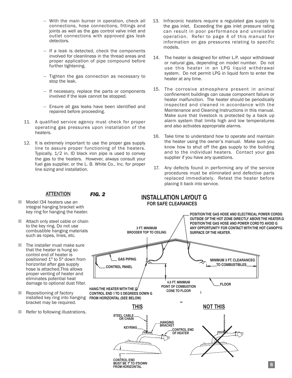 Installation layout g, Fig. 2, This not this | L.B. White I-34 Infraconic Spark Ignition User Manual | Page 9 / 26