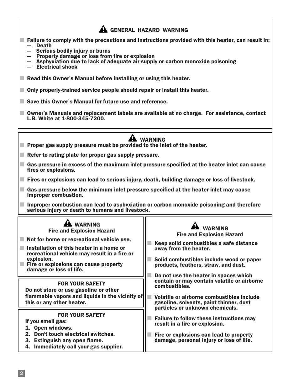 L.B. White I-34 Infraconic Ignition User Manual | Page 2 / 28