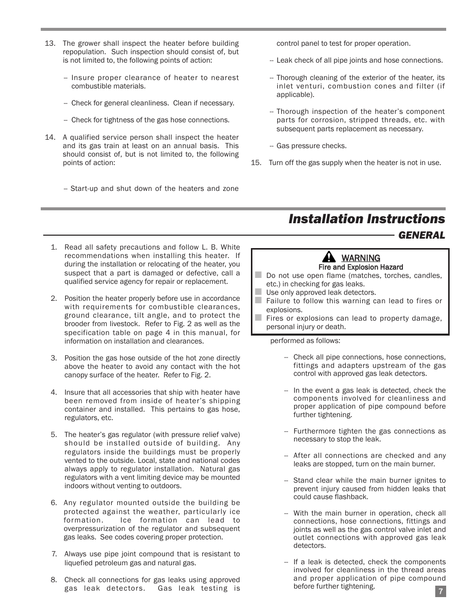 Installation instructions, General | L.B. White I-34 Infraconic Ignition User Manual | Page 7 / 28