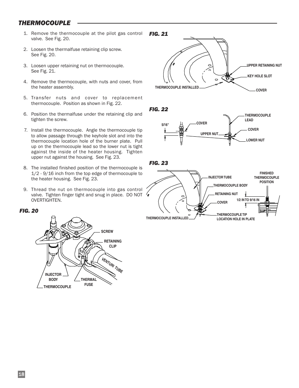 Thermocouple | L.B. White I-40 Infraconic Ignition User Manual | Page 18 / 28