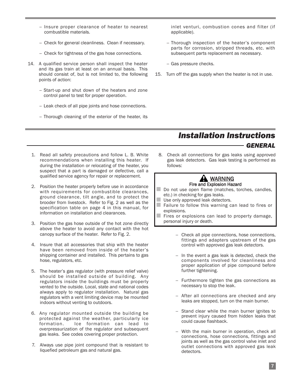 Installation instructions, General | L.B. White I-40 Infraconic Ignition User Manual | Page 7 / 28