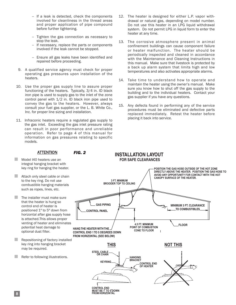 Installation layout, Fig. 2, This not this | L.B. White I-40 Infraconic Ignition User Manual | Page 8 / 28
