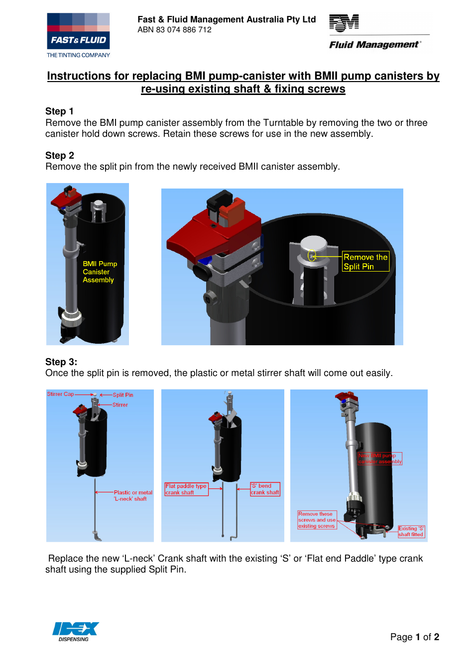 Fast & Fluid BMII to BMI Crank Shaft Replacement User Manual | 2 pages