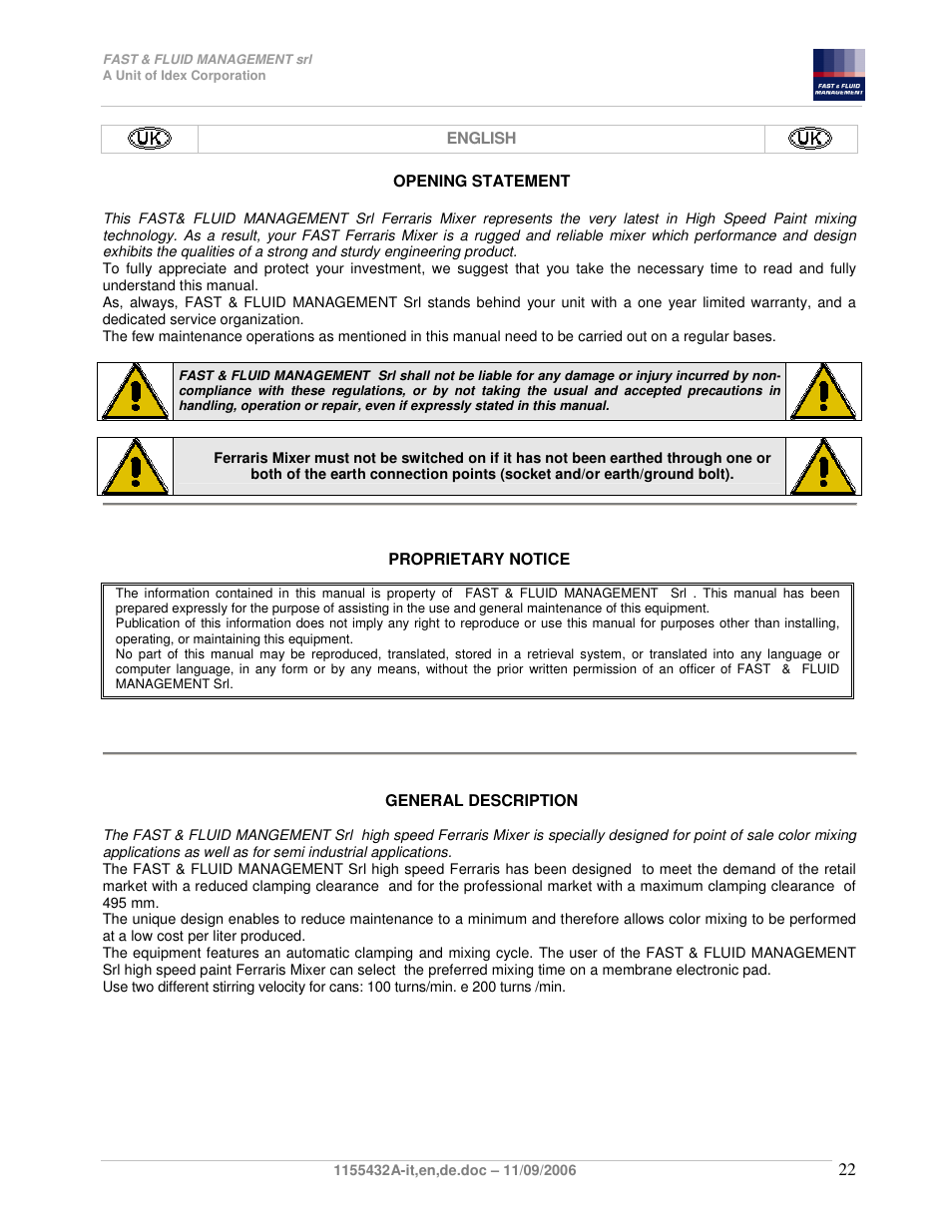 Fast & Fluid Ferraris Automatic Mixer User Manual | Page 22 / 55