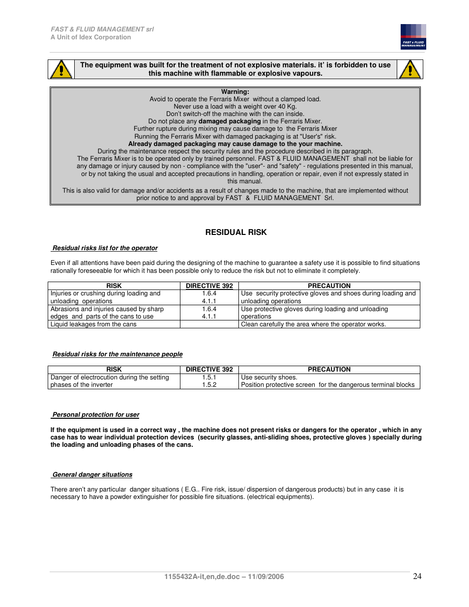 Fast & Fluid Ferraris Automatic Mixer User Manual | Page 24 / 55