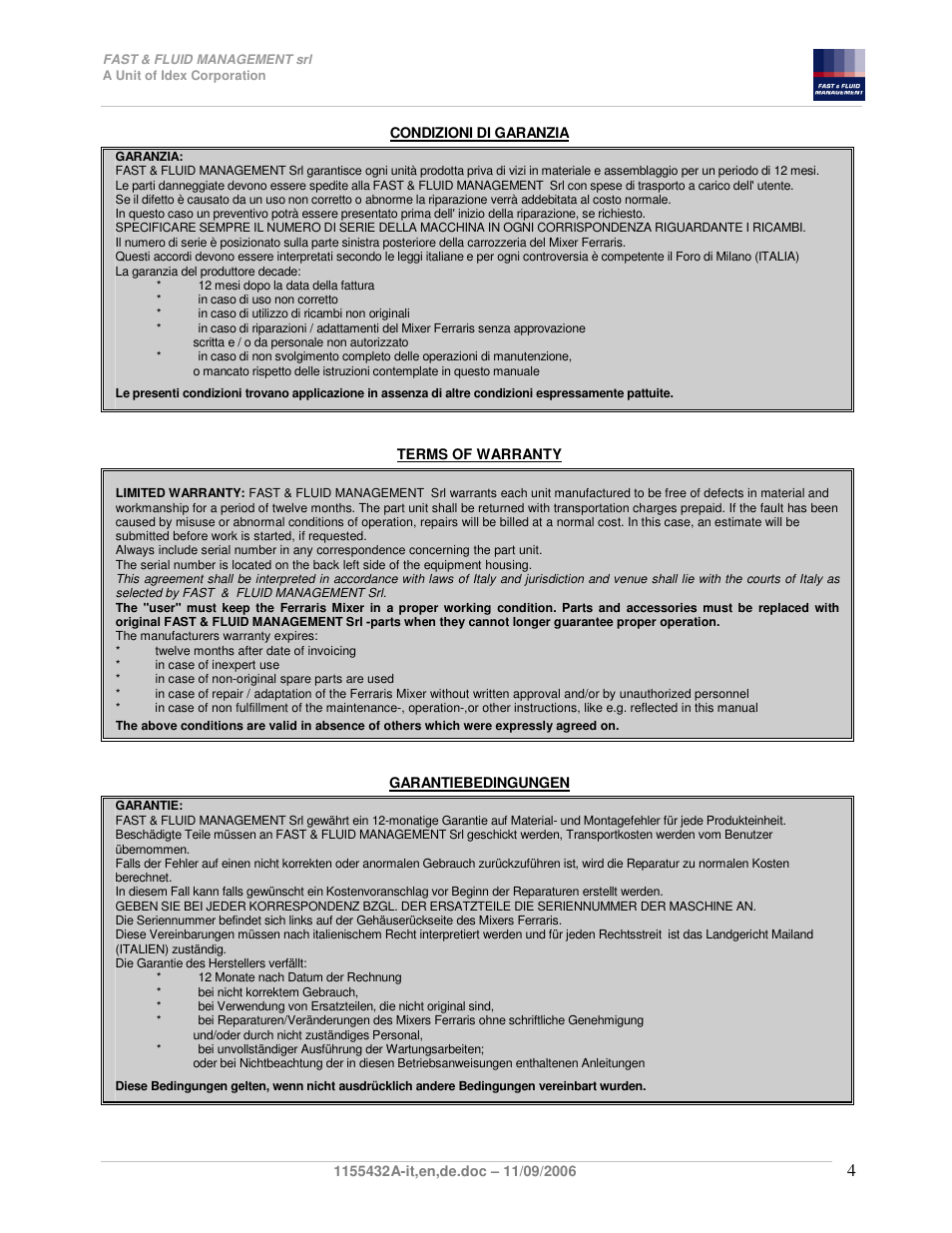 Fast & Fluid Ferraris Automatic Mixer User Manual | Page 4 / 55