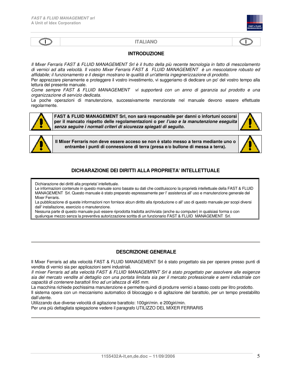 Fast & Fluid Ferraris Automatic Mixer User Manual | Page 5 / 55