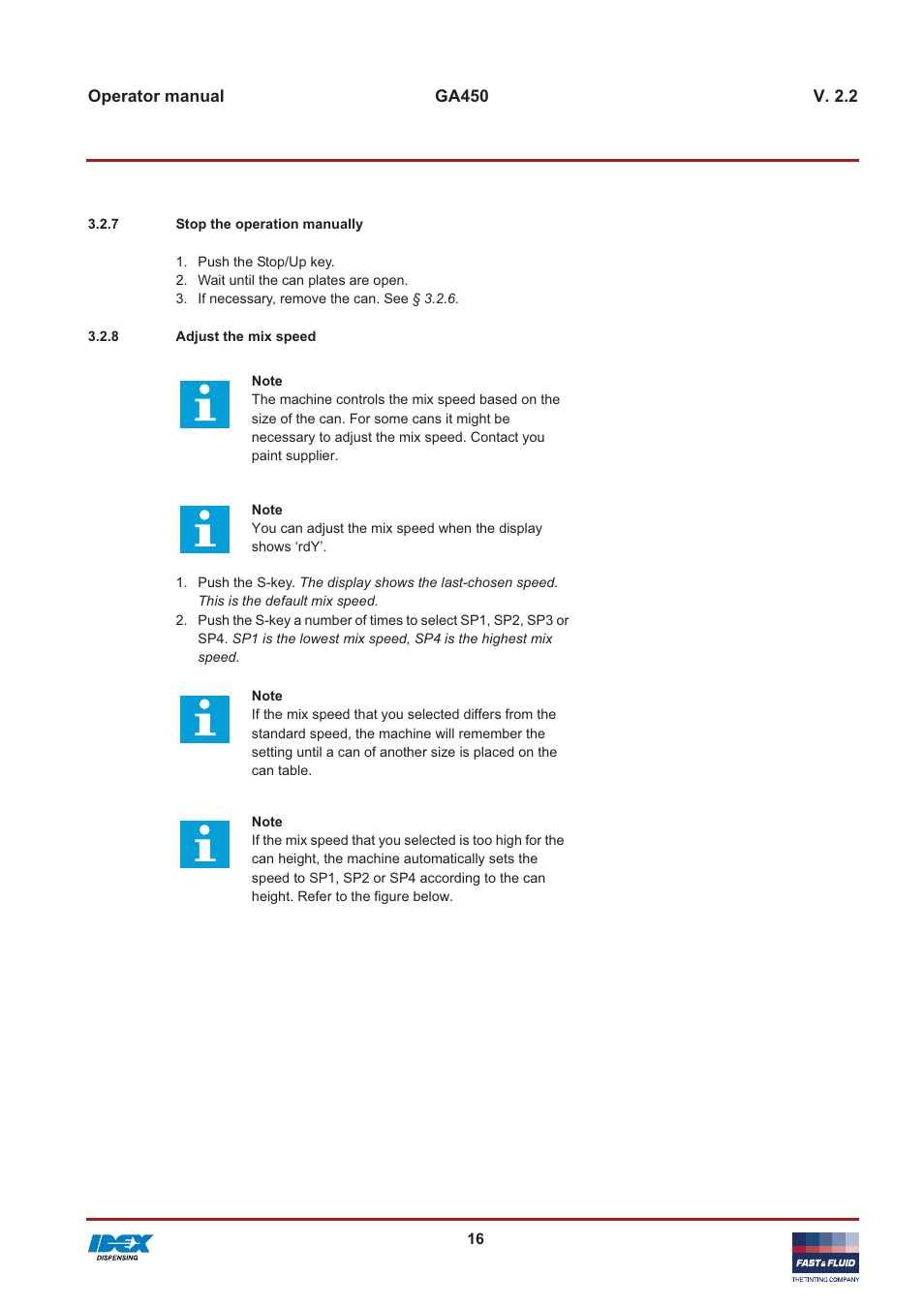 Fast & Fluid GA450 User Manual | Page 16 / 32