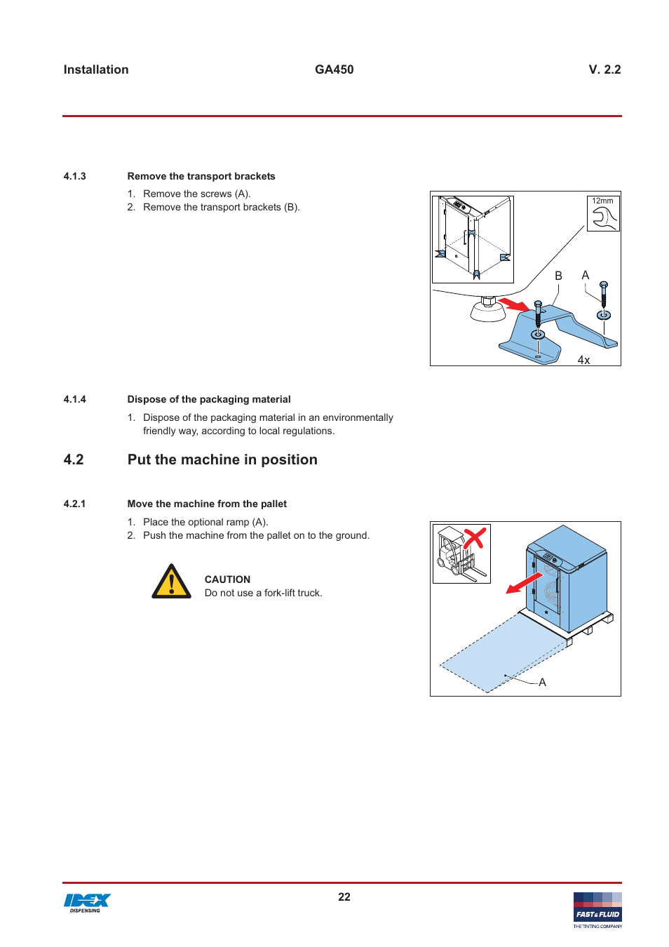 2 put the machine in position | Fast & Fluid GA450 User Manual | Page 22 / 32