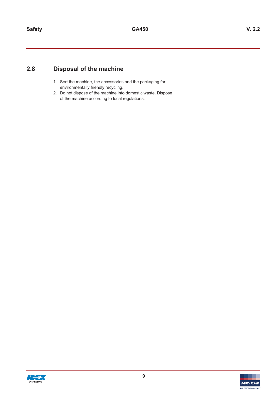8 disposal of the machine | Fast & Fluid GA450 User Manual | Page 9 / 32