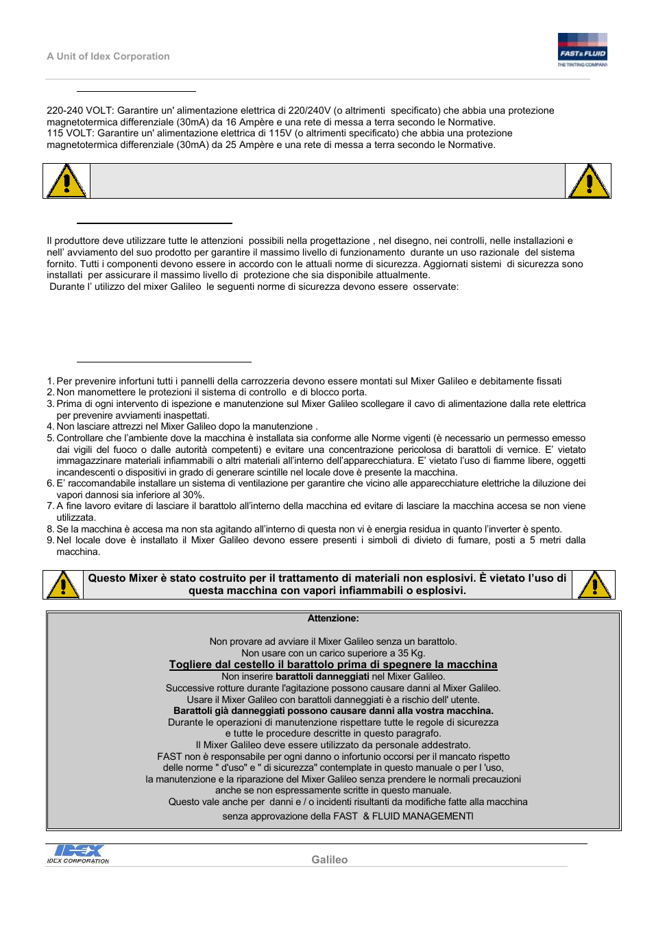 Fast & Fluid Galileo Automatic Mixer User Manual | Page 5 / 82