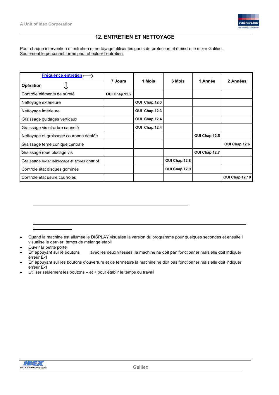 Entretien et nettoyage | Fast & Fluid Galileo Automatic Mixer User Manual | Page 58 / 82