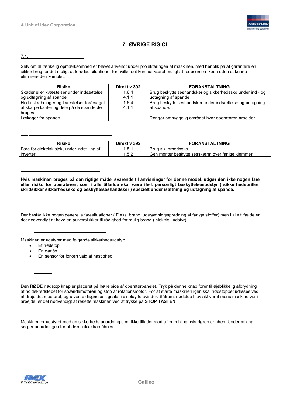 Fast & Fluid Galileo Automatic Mixer User Manual | Page 69 / 82