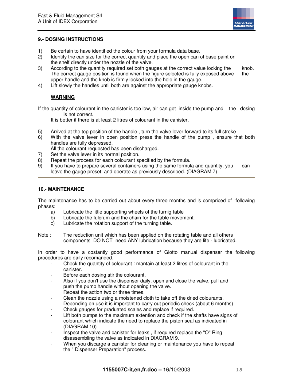 Fast & Fluid Giotto Compact User Manual | Page 18 / 31