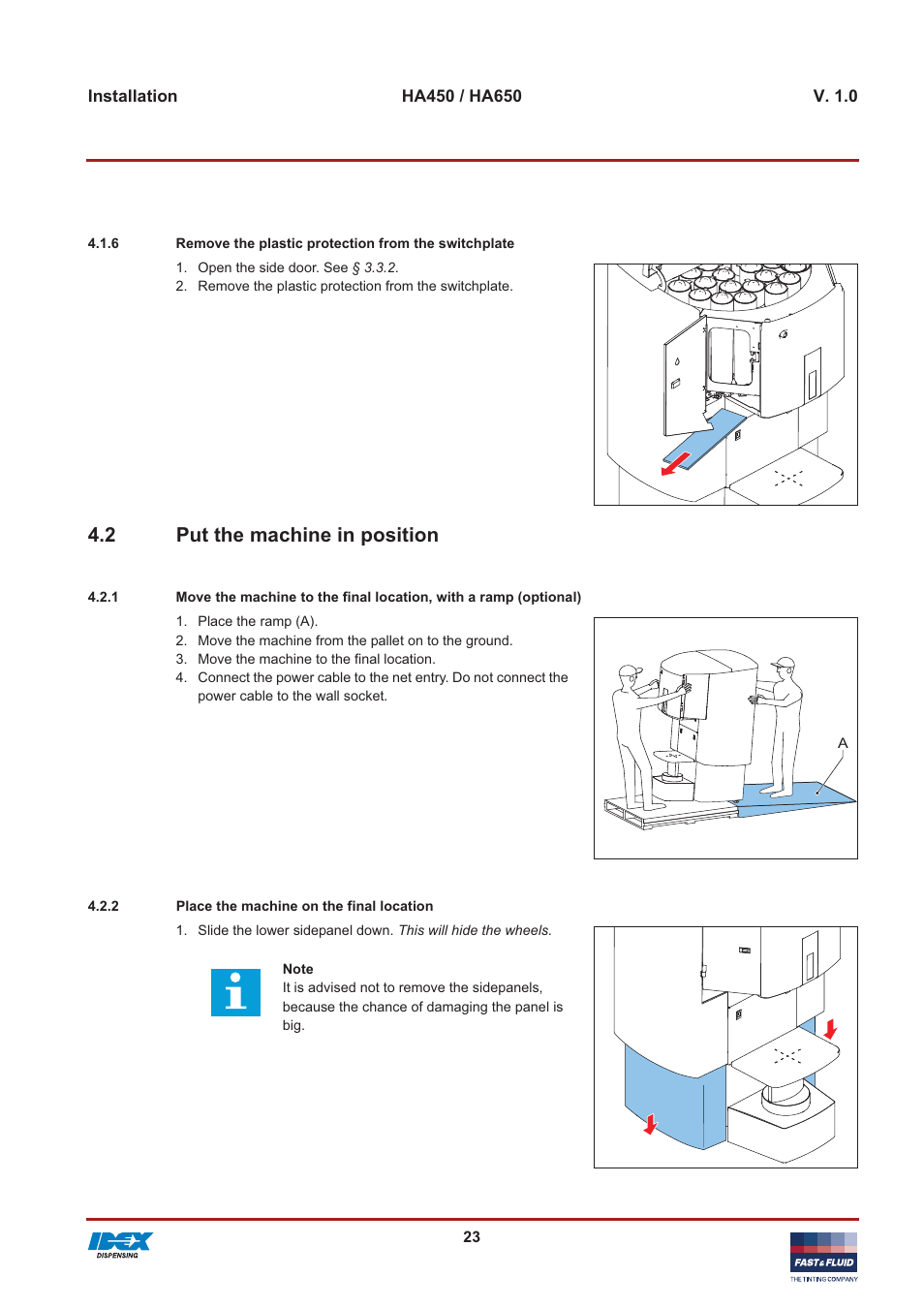 2 put the machine in position | Fast & Fluid HA650 User Manual | Page 23 / 32