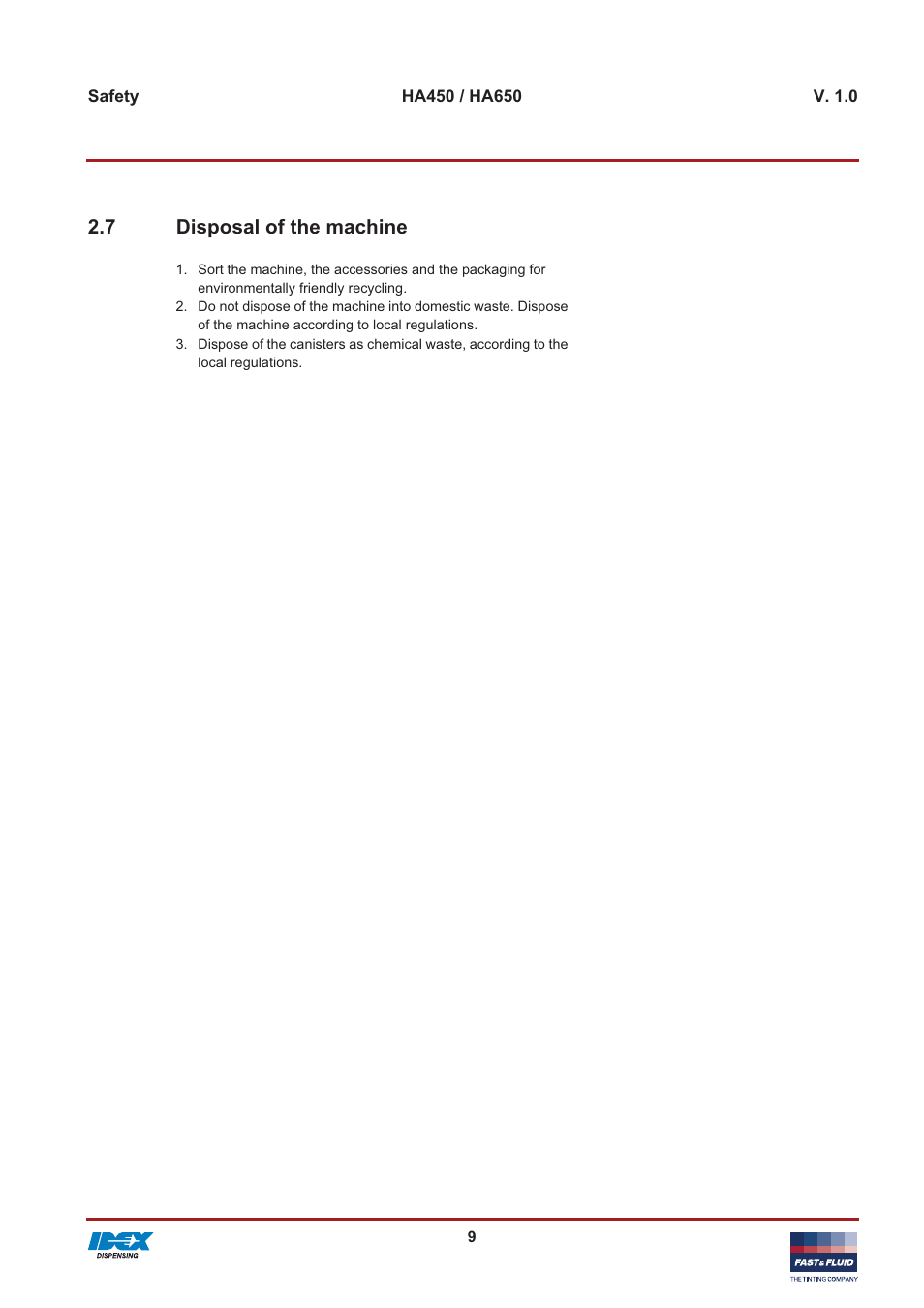 7 disposal of the machine | Fast & Fluid HA650 User Manual | Page 9 / 32