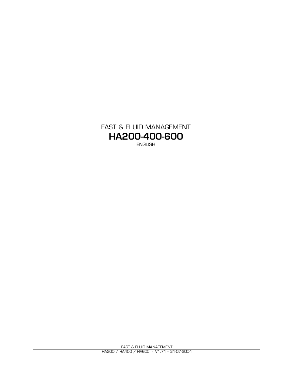 Fast & Fluid HA600 User Manual | 33 pages