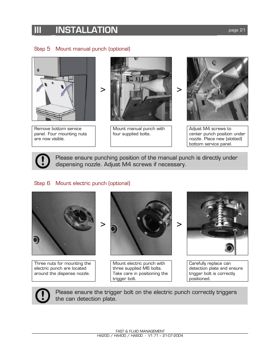 Iii installation | Fast & Fluid HA600 User Manual | Page 21 / 33