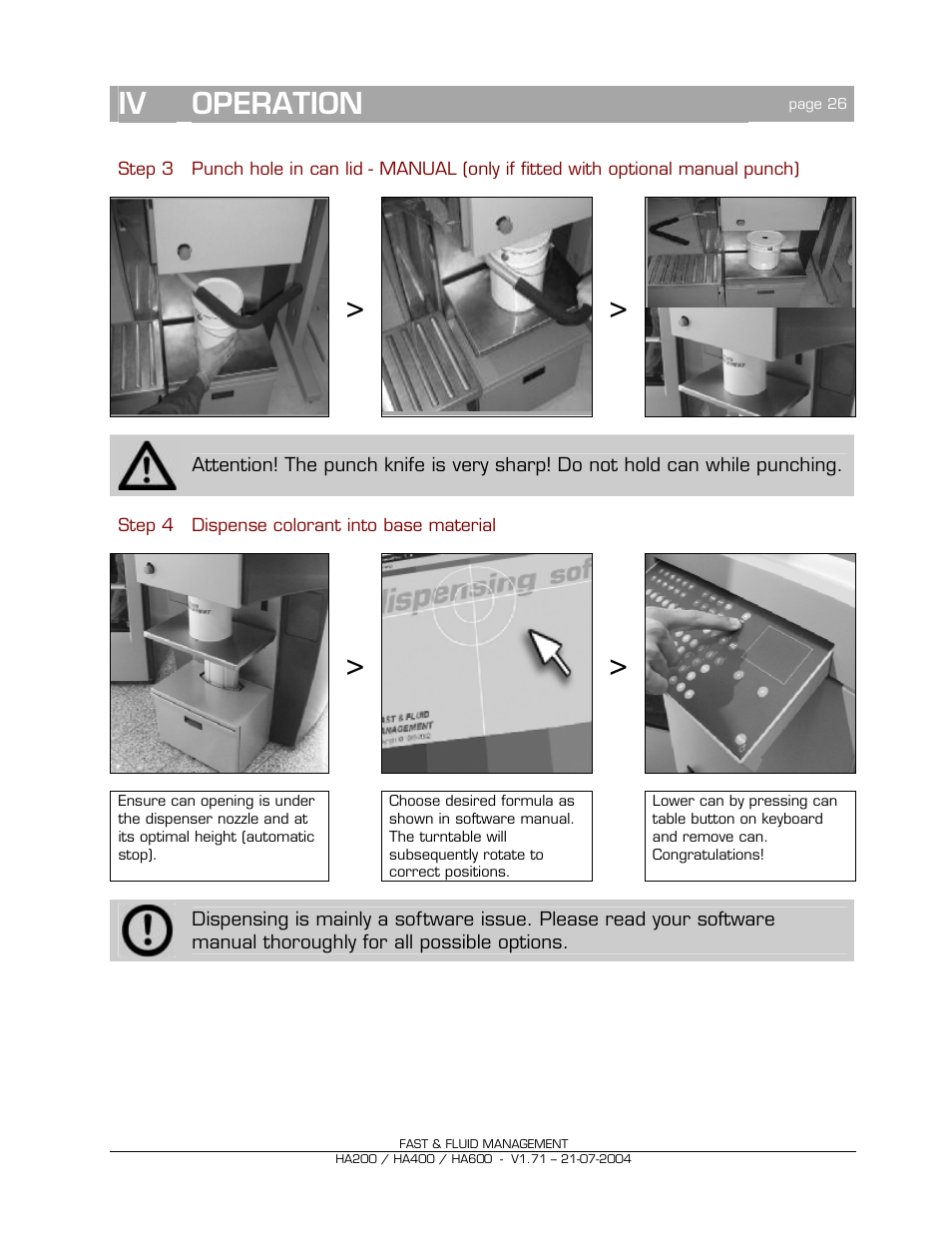 Iv operation | Fast & Fluid HA600 User Manual | Page 26 / 33