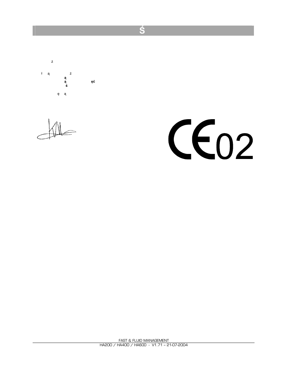 Deklaracja zgodno ści ze standartami ue | Fast & Fluid HA600 User Manual | Page 9 / 33