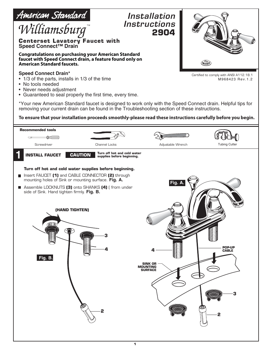 American Standard Williamsburg 2904 User Manual | 7 pages