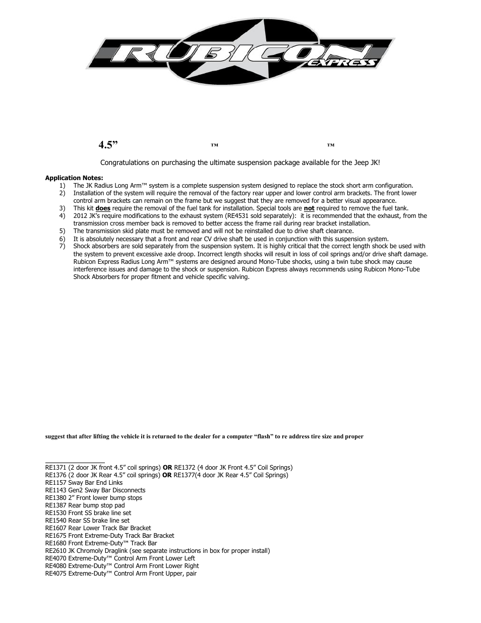 Rubicon Express RE7364 User Manual | 11 pages
