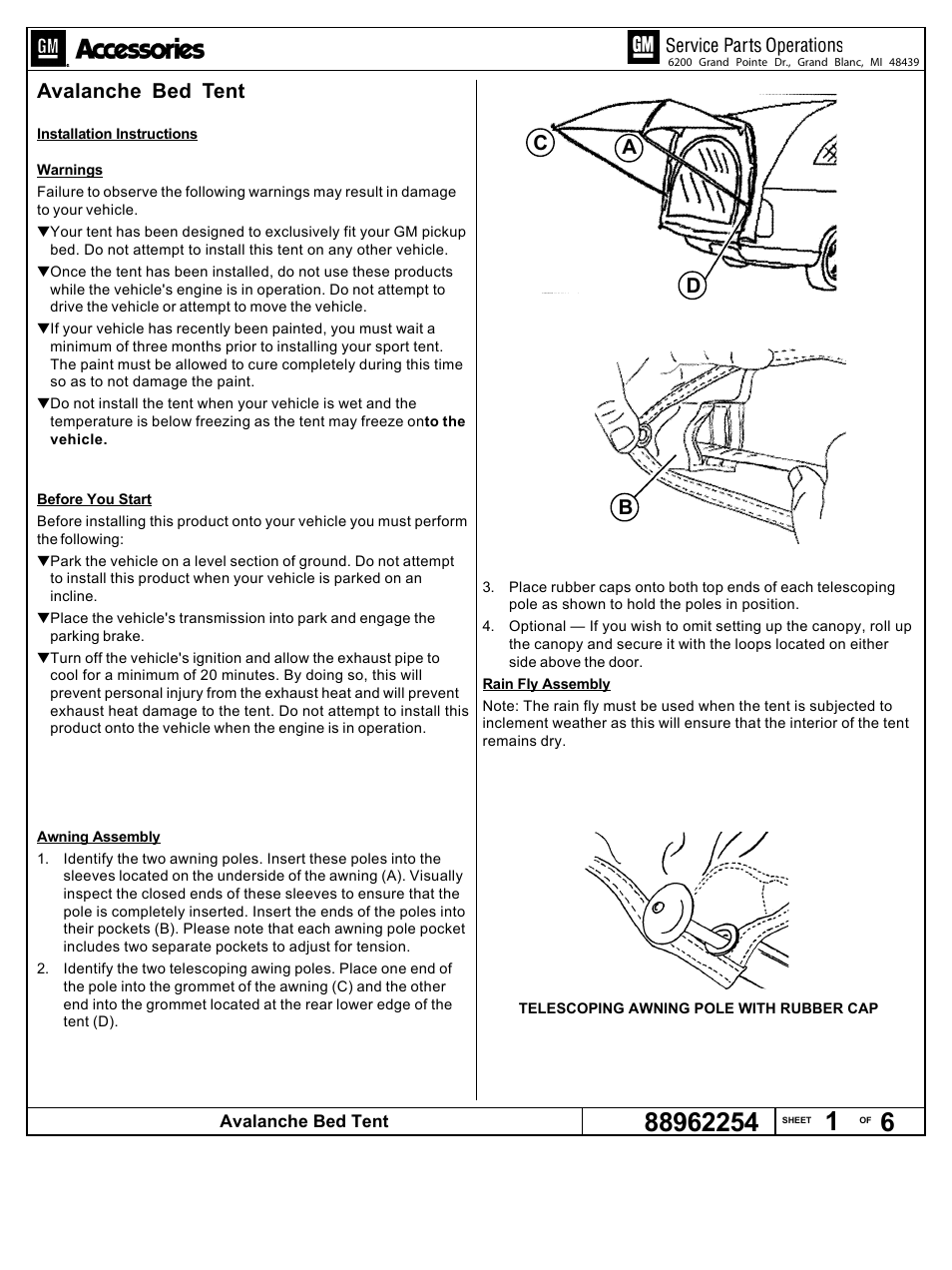 Napier Avalanche Truck Tent User Manual | 6 pages