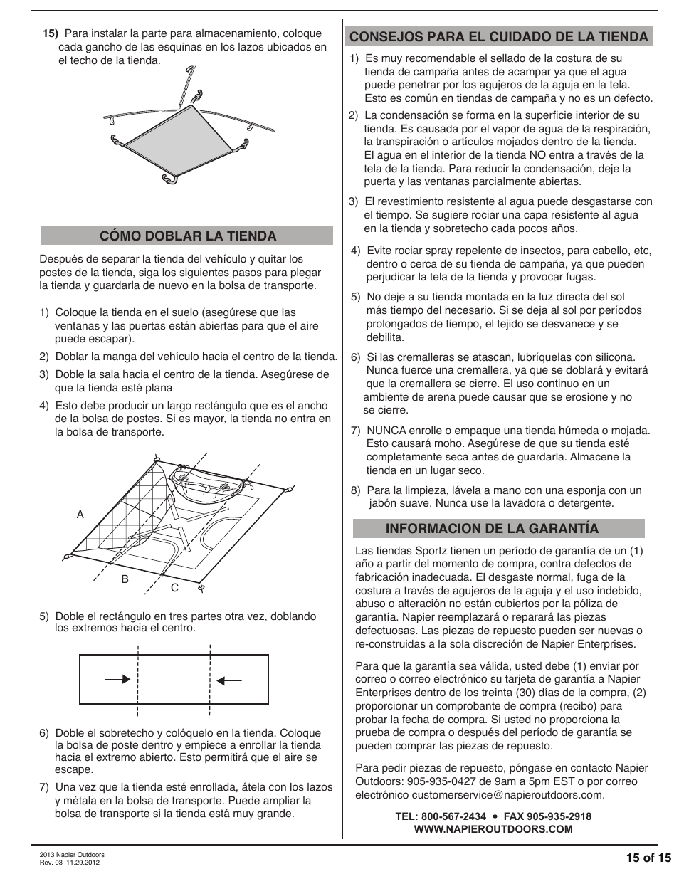 Napier 84000 Sportz SUV Tent User Manual | Page 15 / 15