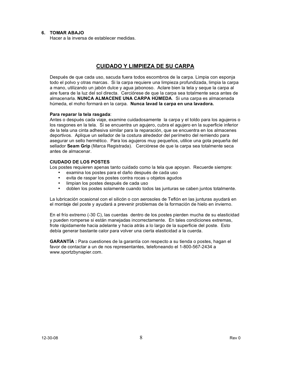 Napier 95600 X-plorer PAC User Manual | Page 8 / 8
