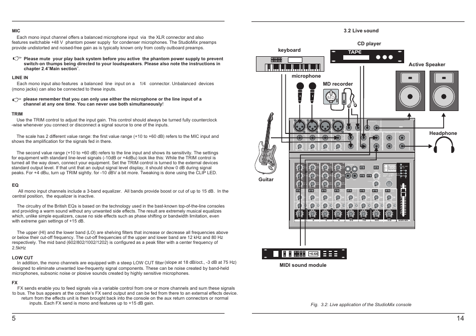 Db / dbu bal or unbal, Mono bal or unbal, Tape | Md recorder 3 . 2 live, Ound | Jammin Pro StudioMix 10 User Manual | Page 8 / 12