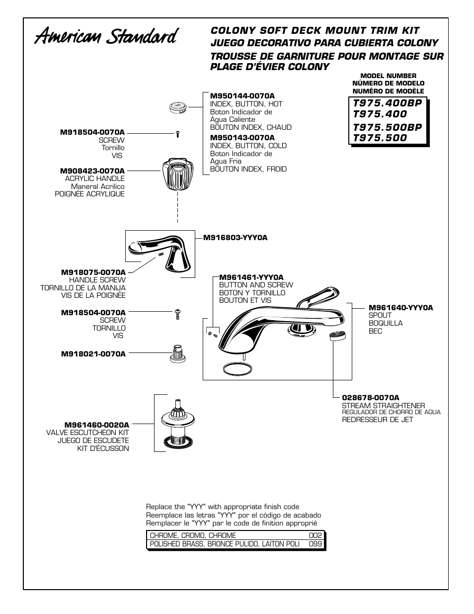 Colony soft deck mount trim kit | American Standard M968757D User Manual | Page 4 / 12