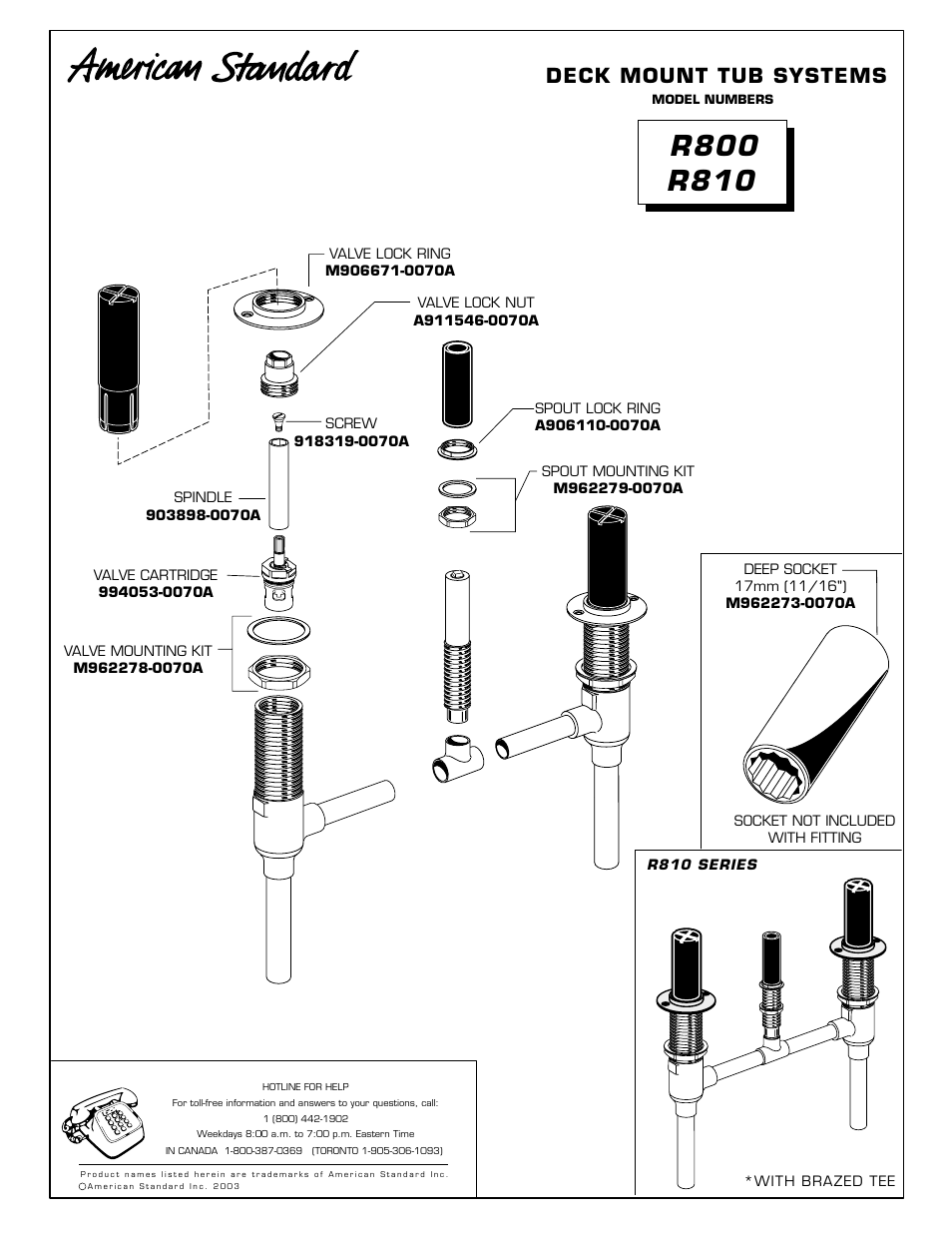 Deck mount tub systems | American Standard M968757D User Manual | Page 9 / 12