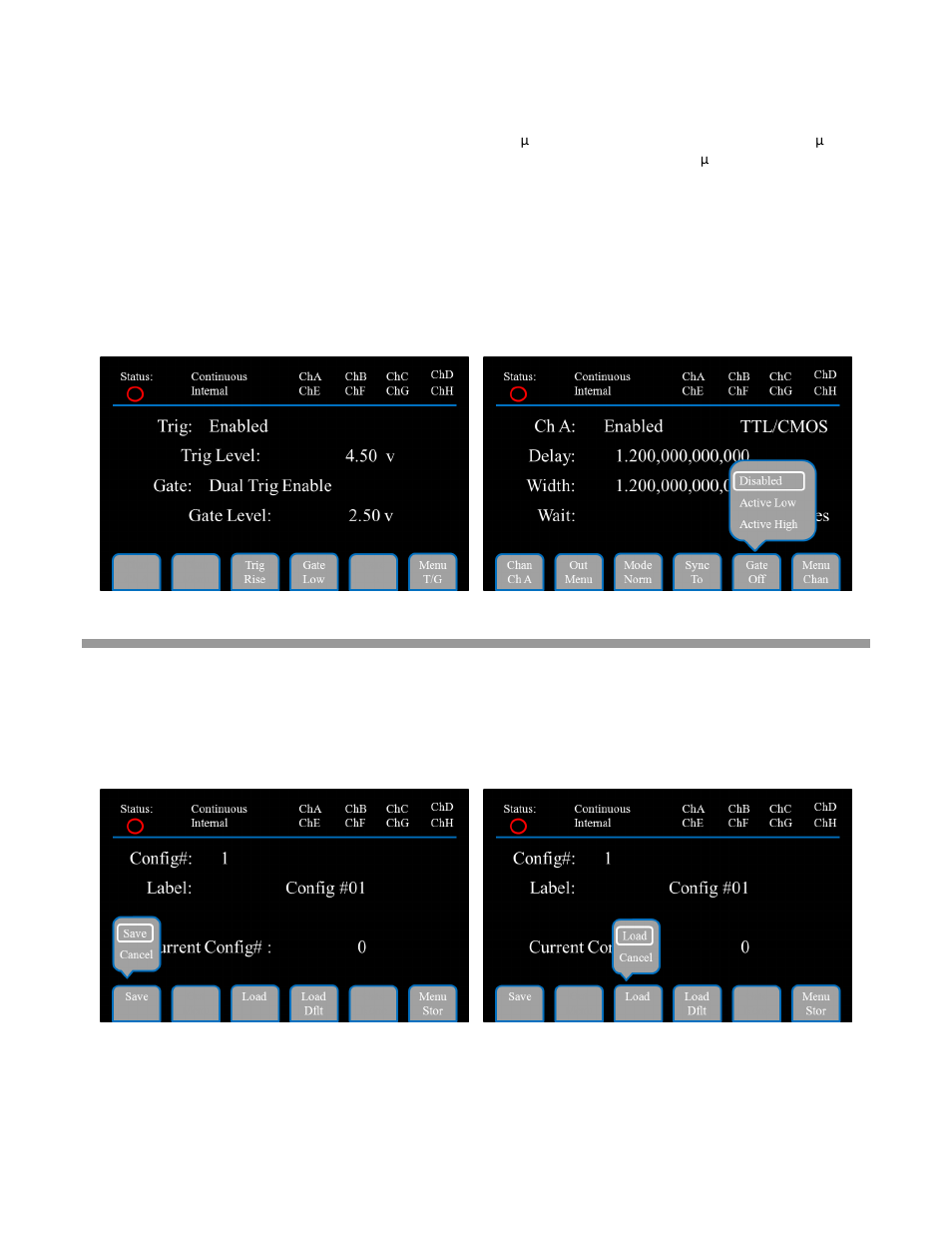 Saving and loading configurations | BNC 577 User Manual | Page 22 / 50