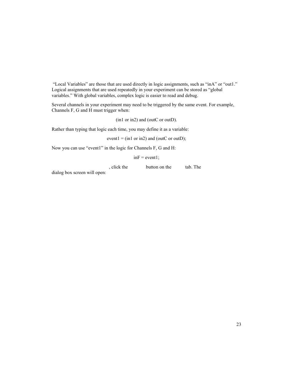 Global variables | BNC 725 User Manual | Page 23 / 63