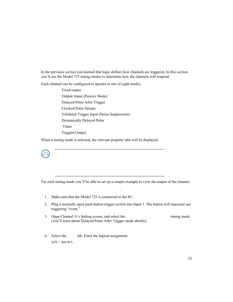 Timing modes | BNC 725 User Manual | Page 25 / 63