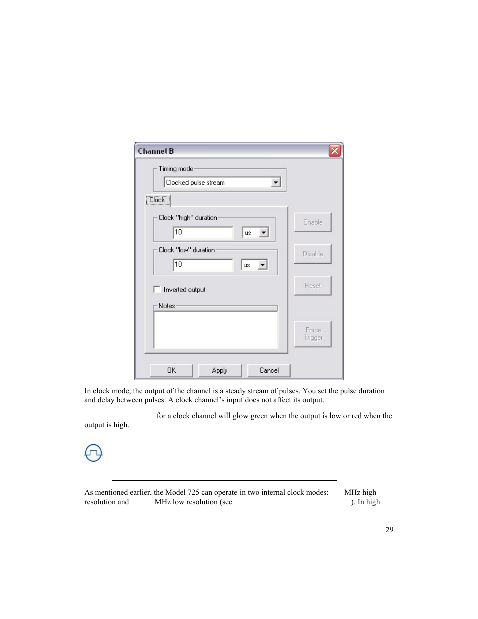 Clocked pulse stream mode | BNC 725 User Manual | Page 29 / 63