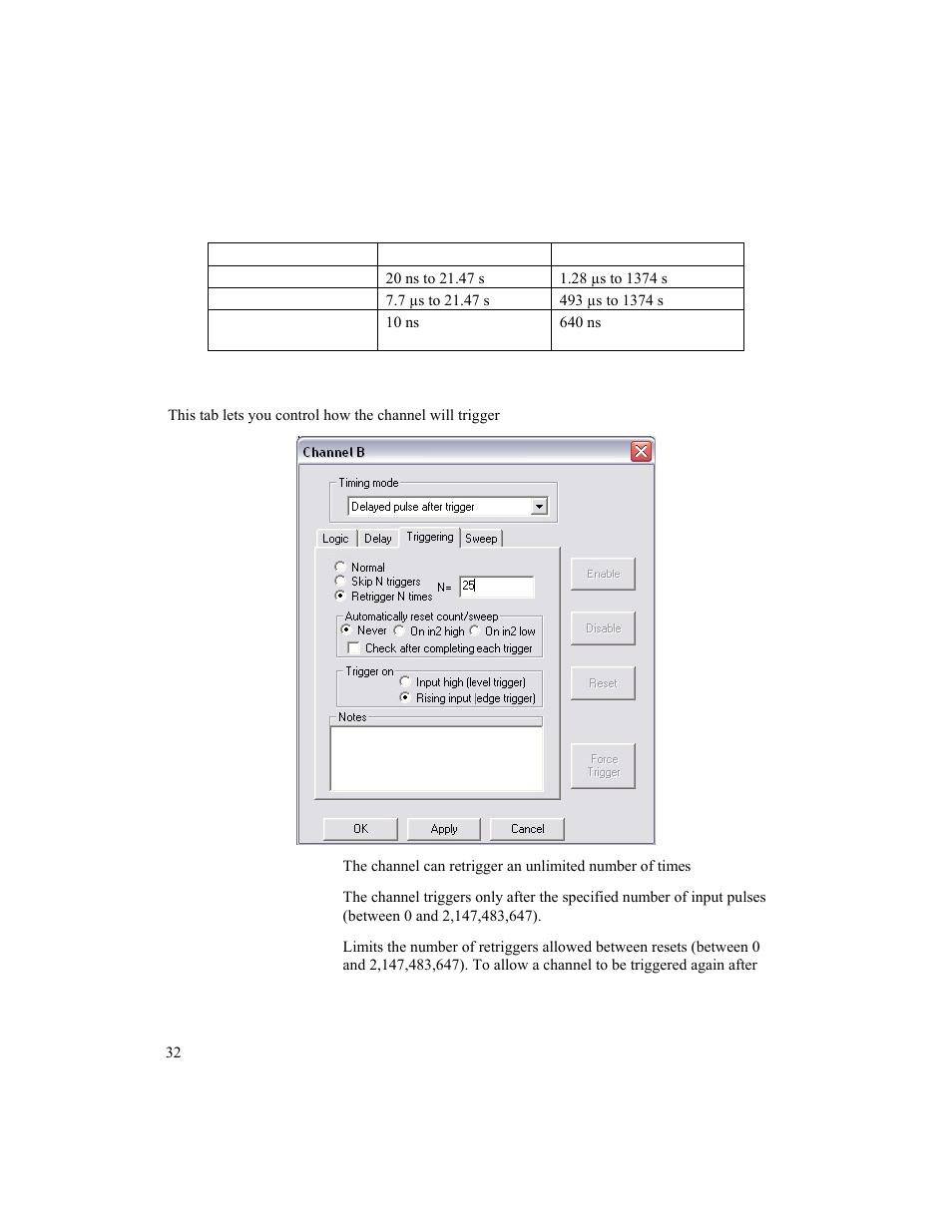 Triggering | BNC 725 User Manual | Page 32 / 63