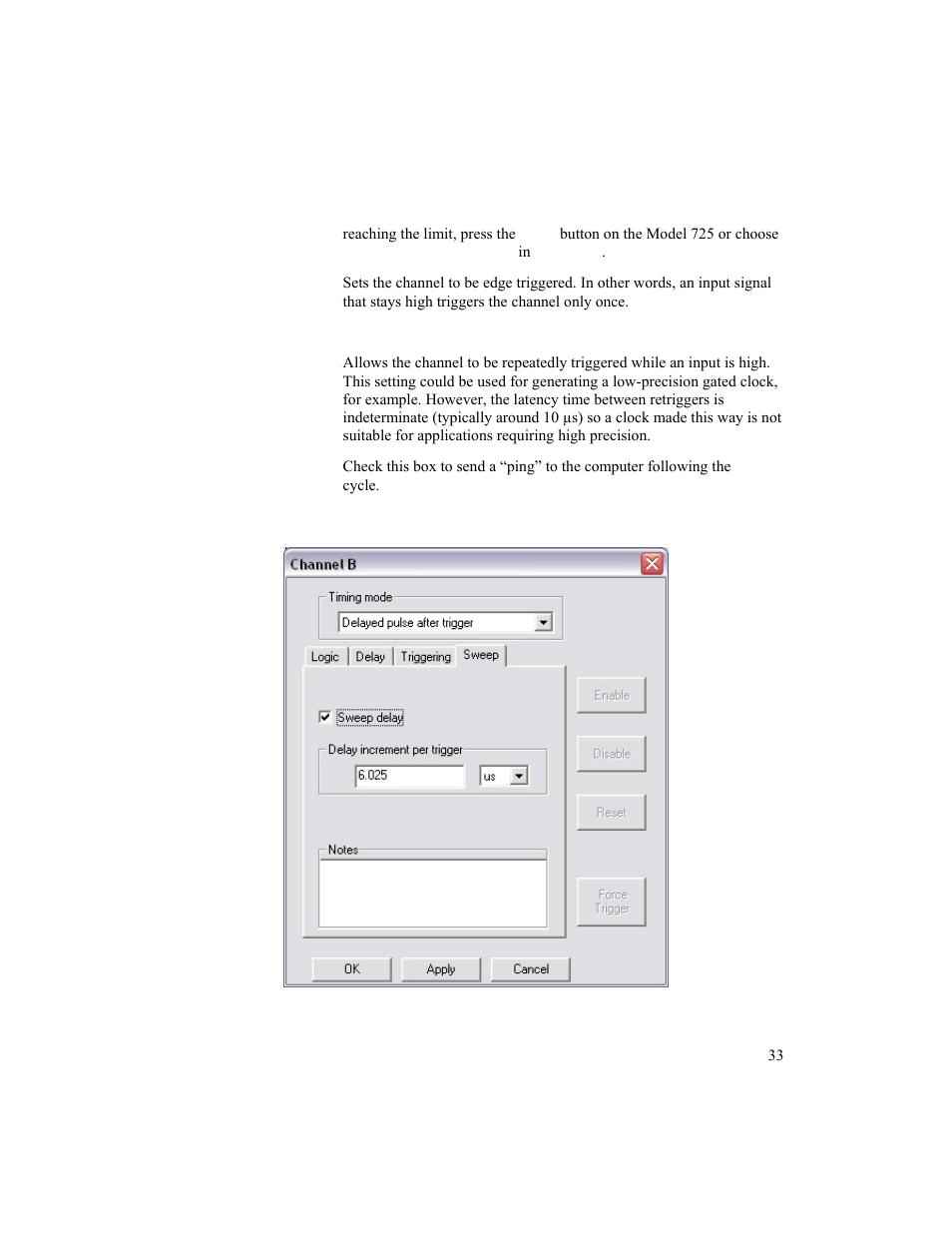 Sweep | BNC 725 User Manual | Page 33 / 63