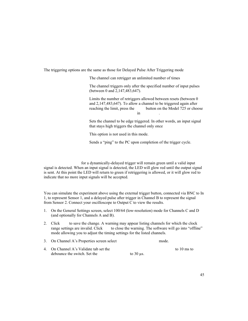 Triggering | BNC 725 User Manual | Page 45 / 63