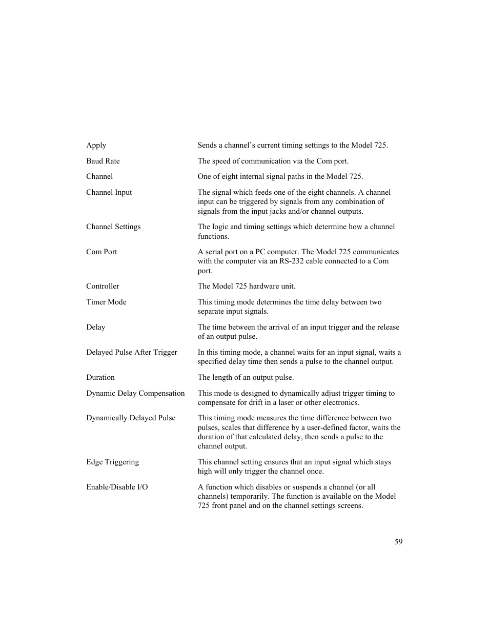 Glossary | BNC 725 User Manual | Page 59 / 63