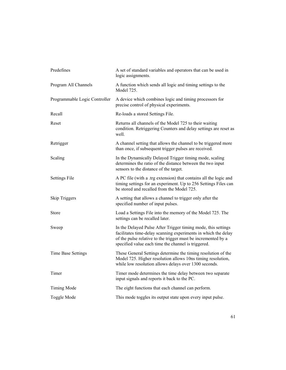 BNC 725 User Manual | Page 61 / 63
