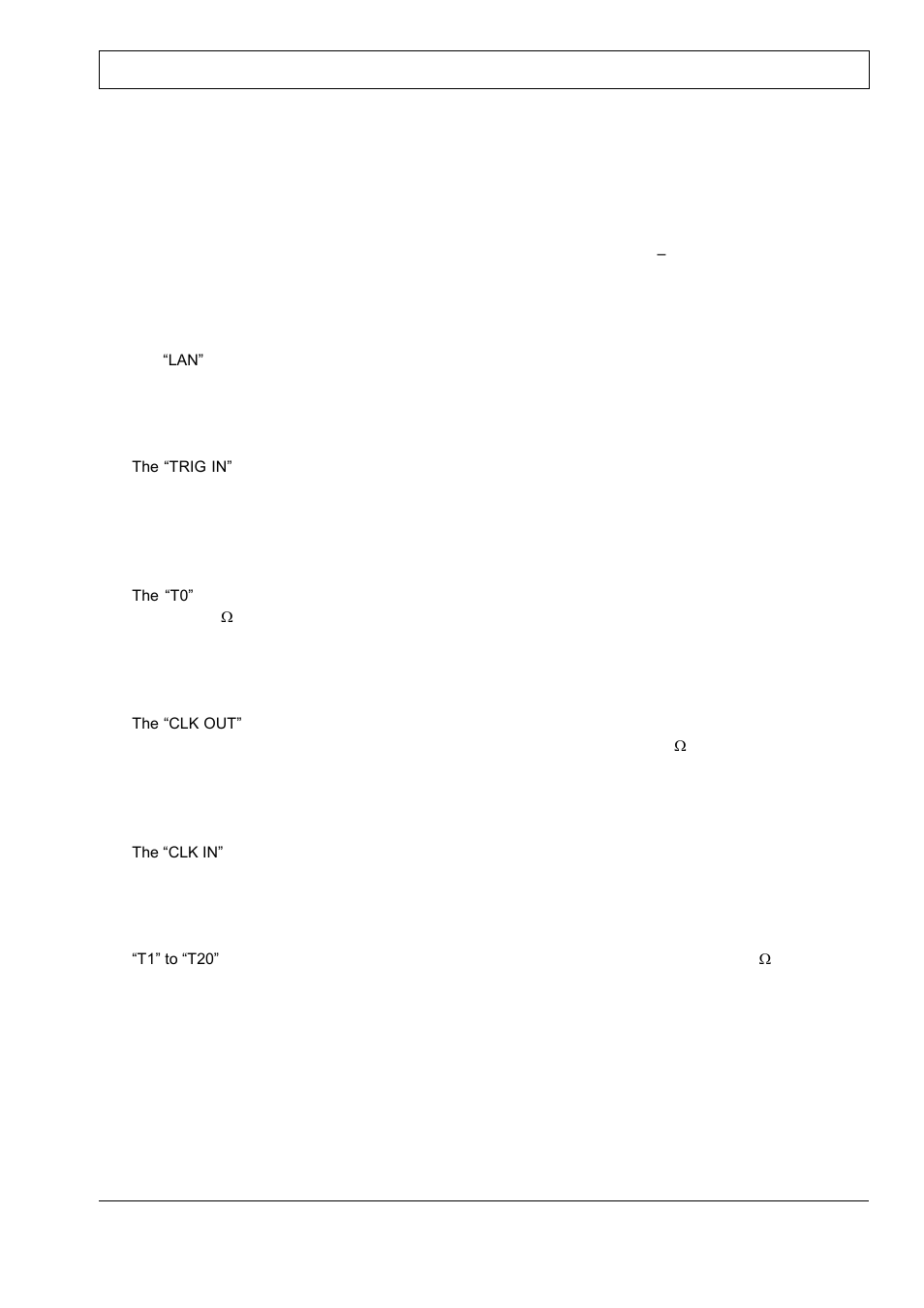 Power switch, Ethernet port (lan), Trigger input (trig in) | Trigger ouptut (t0), Clock output (clk out), Clock input (clk in), Delayed output (t1 to t20) | BNC 745-20C-T User Manual | Page 10 / 30