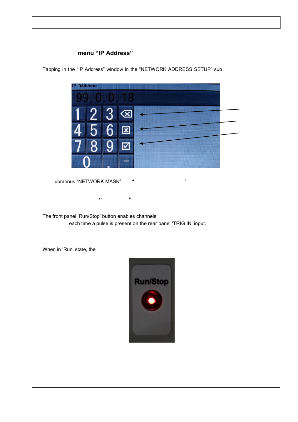 Menu, Ddress, Ront panel | Button | BNC 745-20C-T User Manual | Page 17 / 30
