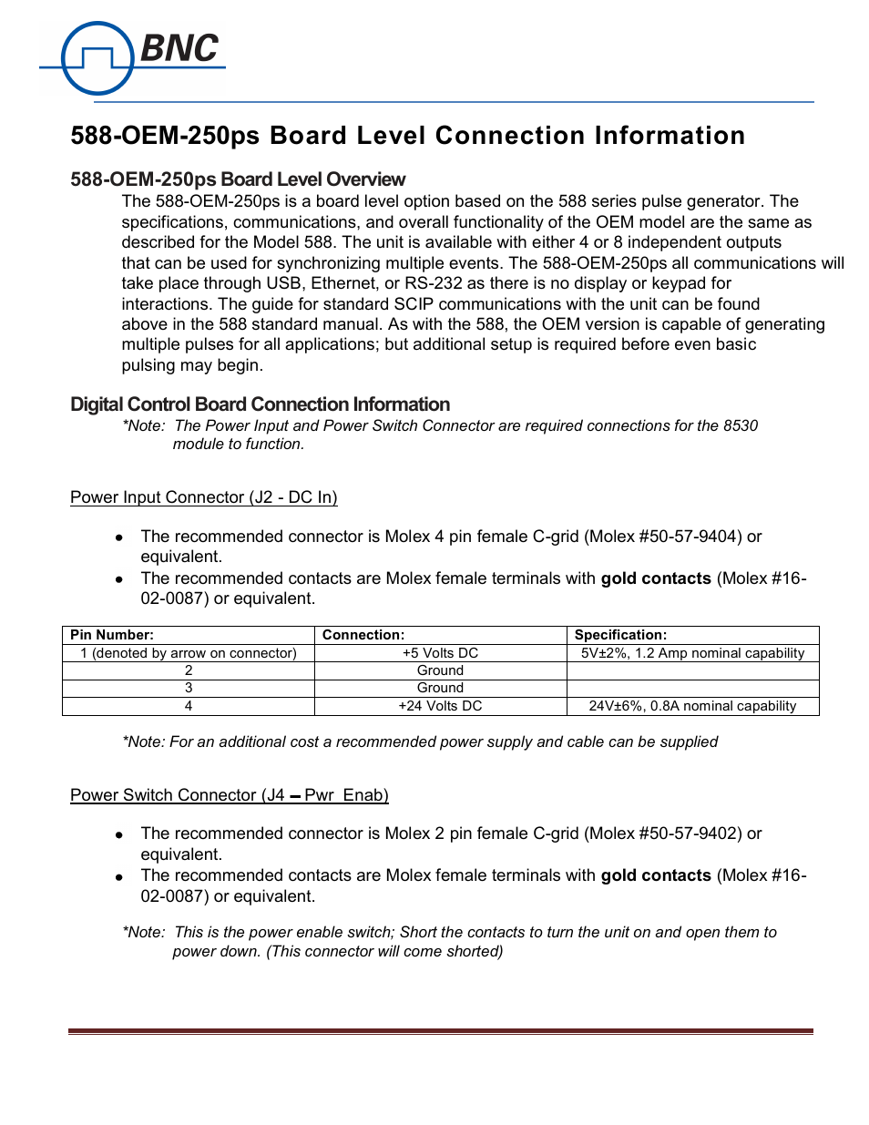 BNC 588-OEM-250ps User Manual | 10 pages