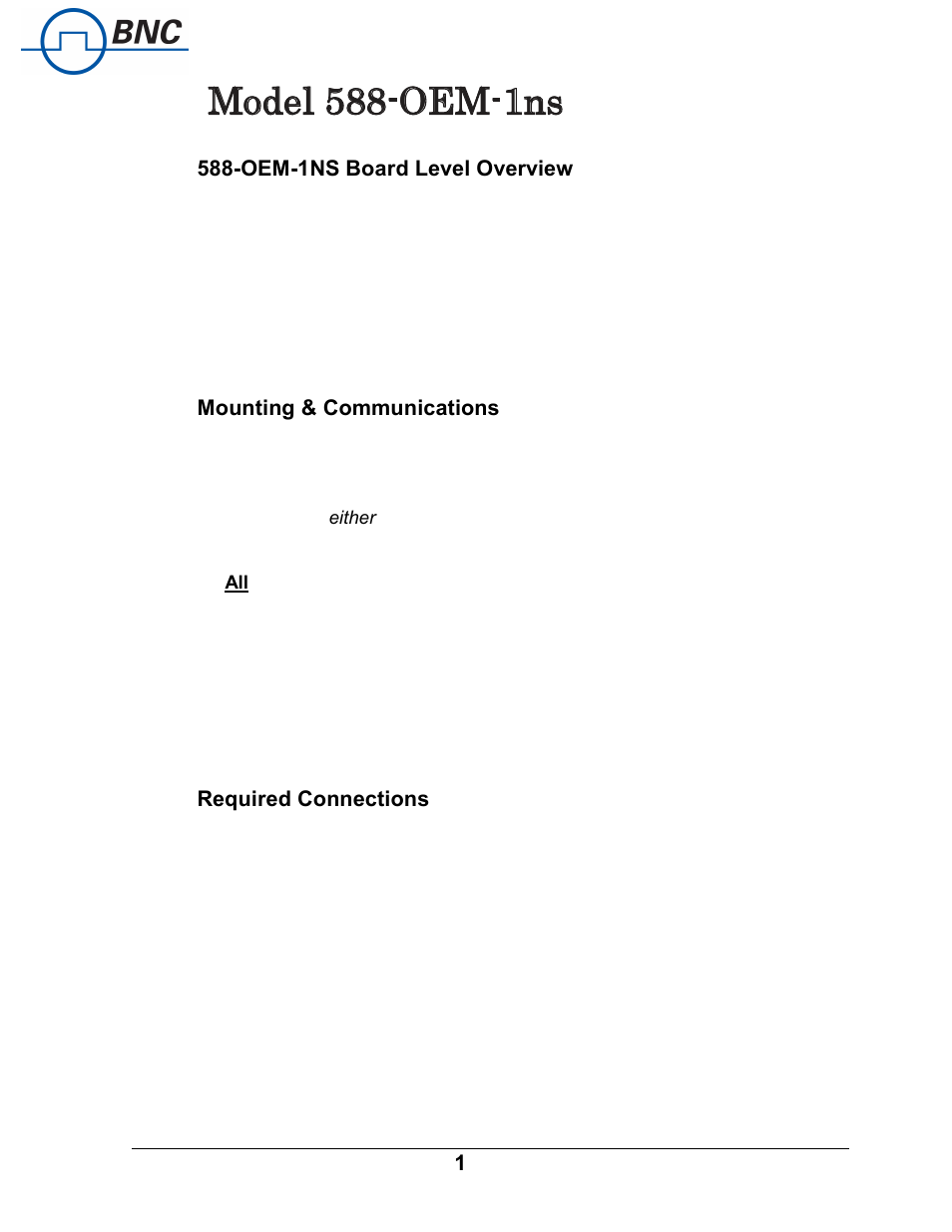 BNC 588-OEM-1NS User Manual | 6 pages