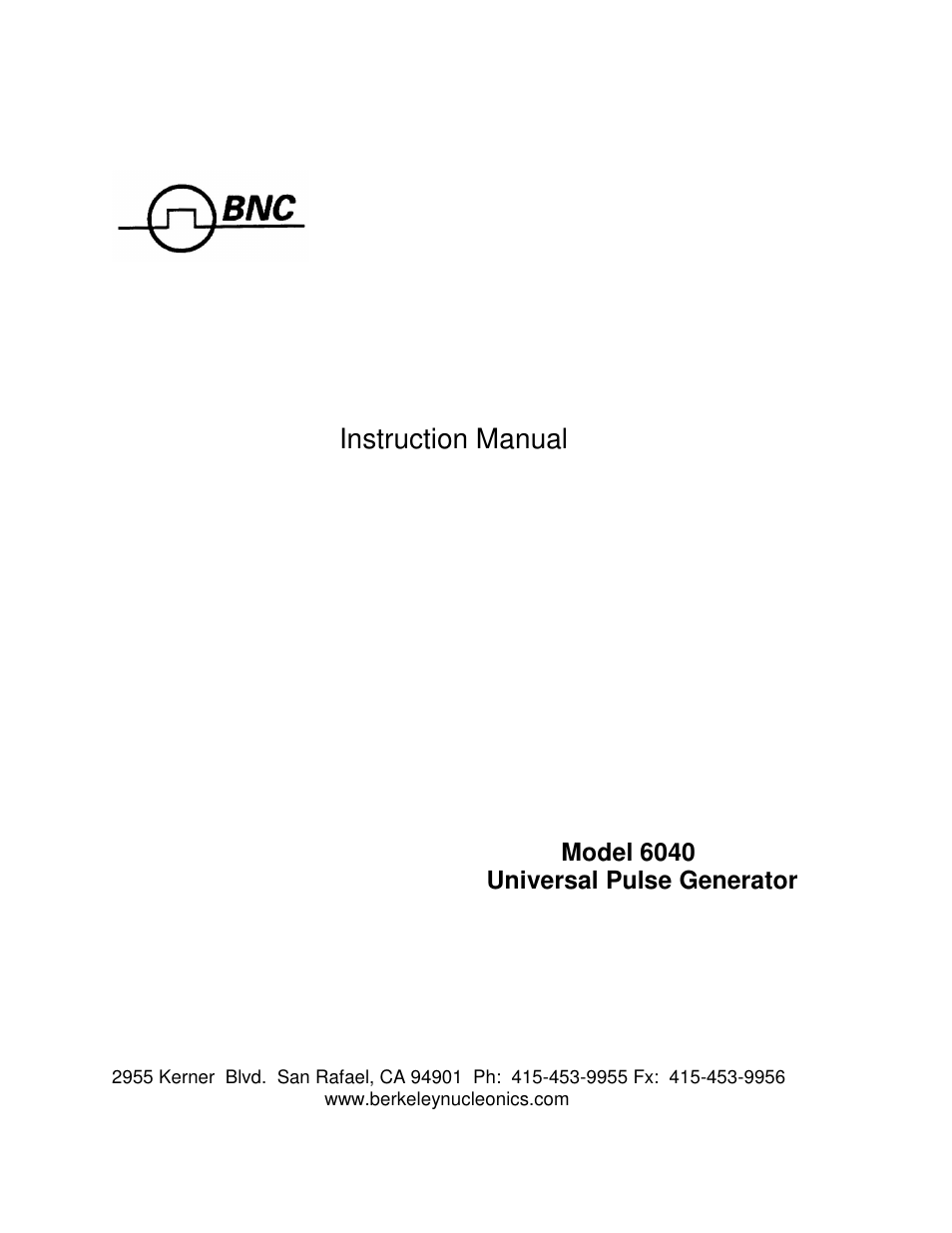 BNC 6040 User Manual | 65 pages