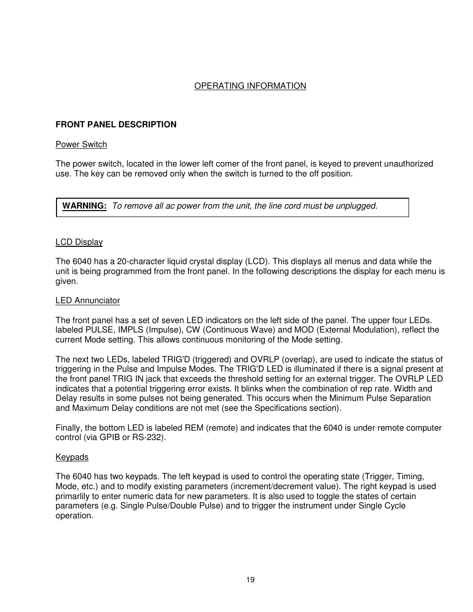 BNC 6040 User Manual | Page 19 / 65