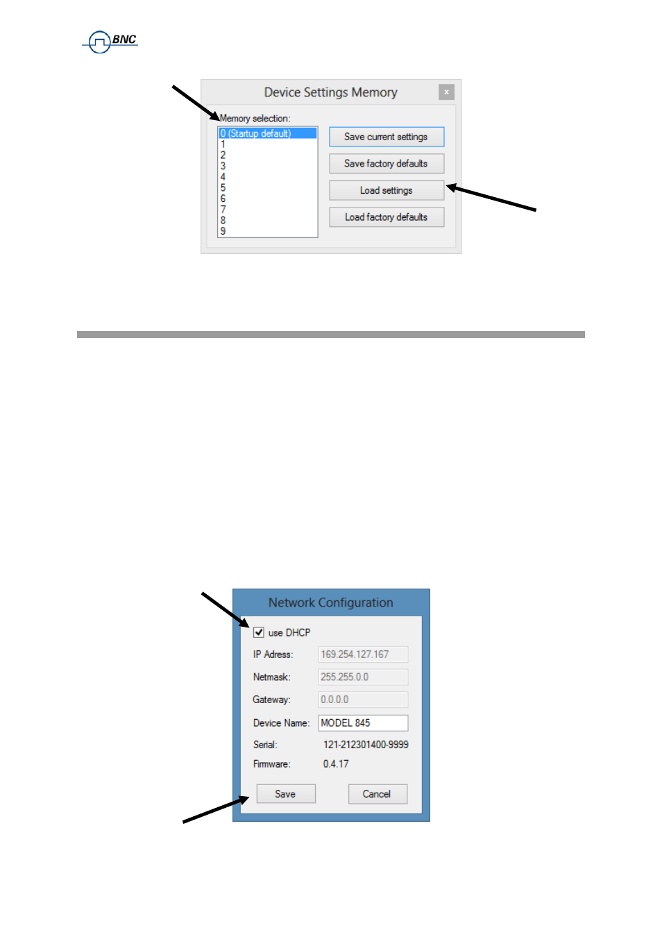 3 setting network configuration, Setting network configuration | BNC 835 User Manual User Manual | Page 16 / 54