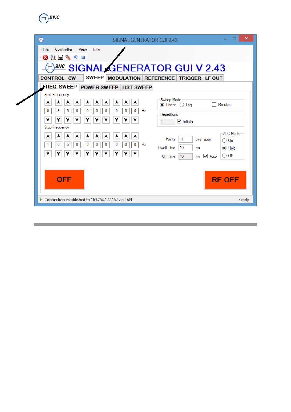 3 list sweeps, List sweeps | BNC 835 User Manual User Manual | Page 20 / 54