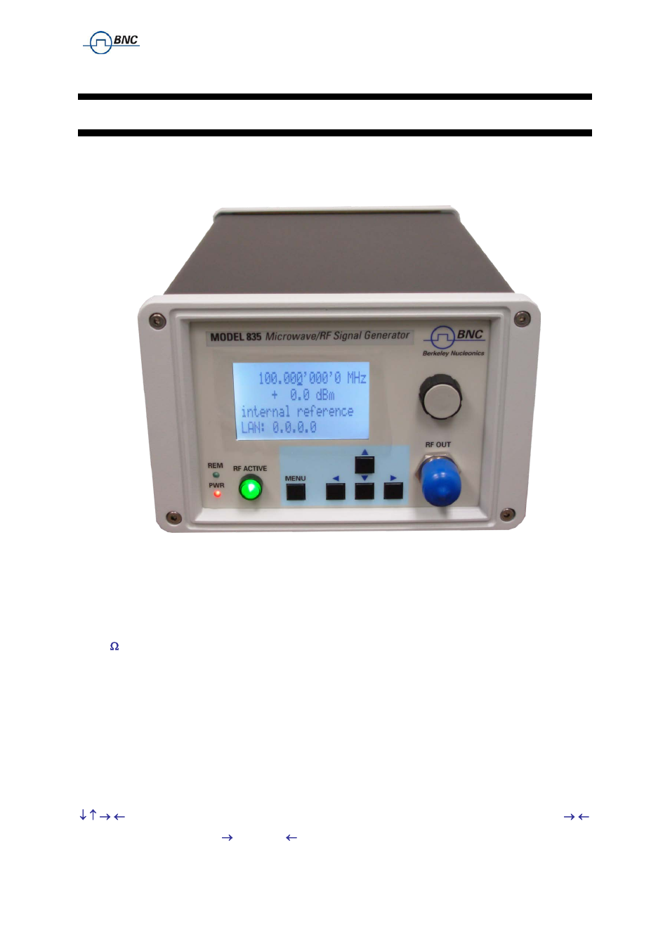 4 local operation via front panel, Local operation via front panel | BNC 835 User Manual User Manual | Page 34 / 54